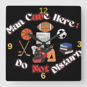 Fun Man Höhle hier Square Wall Clock Quadratische Wanduhr