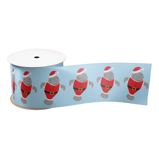 Fun Manatee Santa Animal Christmas Satinband (Spule)