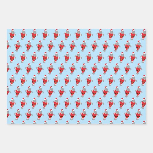 Fun Manatee Santa Animal Neuheit Weihnachten Geschenkpapier Set (Vorderseite 2)