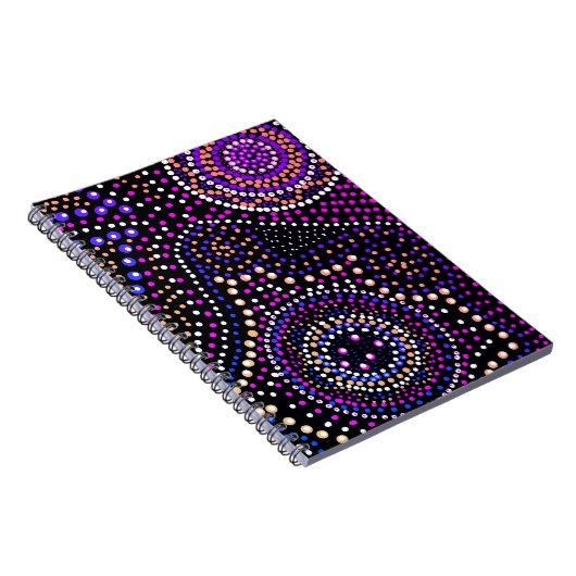 Fun Mandala Dot Art Blue Lila Spiral Notizblock (Rechte Seite)