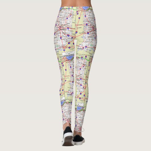 Fun Map Back Zuhause wieder in Indiana Leggings (Rückseite)