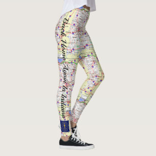 Fun Map Back Zuhause wieder in Indiana Leggings