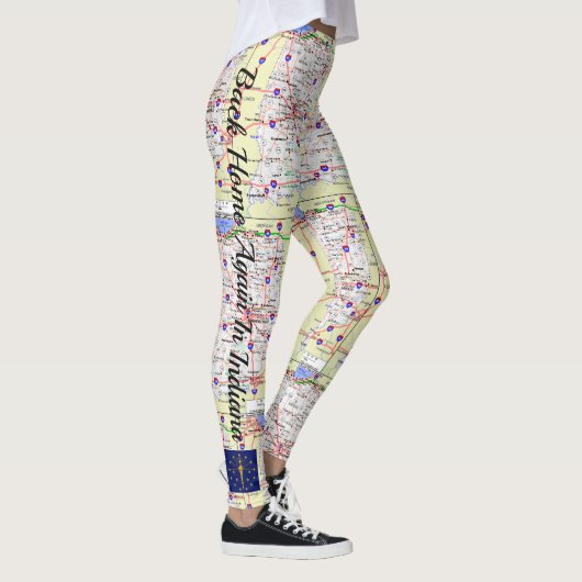 Fun Map Back Zuhause wieder in Indiana Leggings (Rechts)