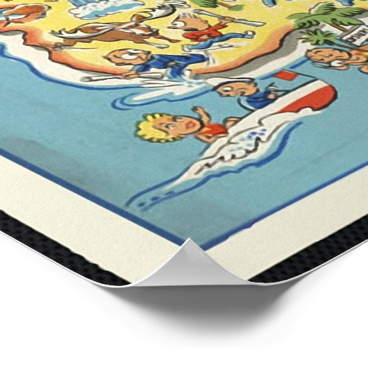 Fun Map von Neuseeland Poster (Ecke)