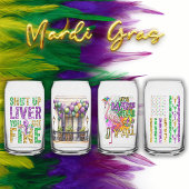 Fun Mardi Gras Designs bedruckt Can Glass Set Dosenglas