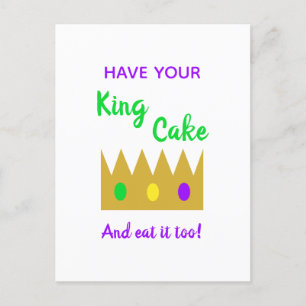 Fun Mardi Gras haben Ihren Königskuchen und essen Postkarte