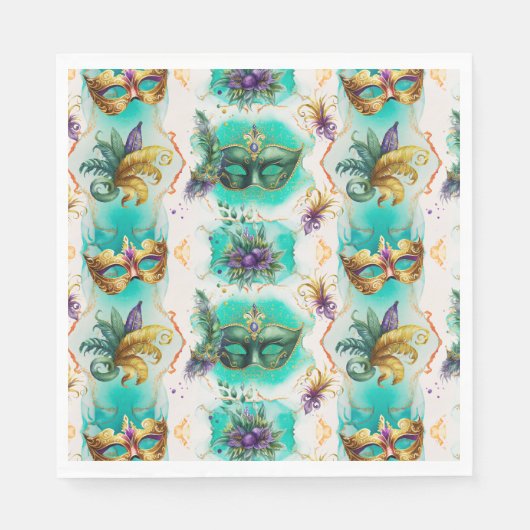 Fun Mardi Gras Masks Serviette (Vorderseite)