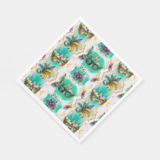 Fun Mardi Gras Masks Serviette (Ecke)