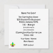 Fun Mardi Gras Masquerade Party Einladung (Rückseite)