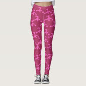 Fun Maroon Red and Pink Womens Curling Pattern Leggings (Vorderseite)