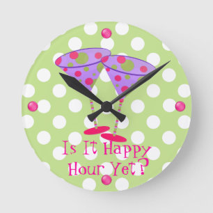 Fun Martini Glasses Happy Hour Wall Clock Runde Wanduhr