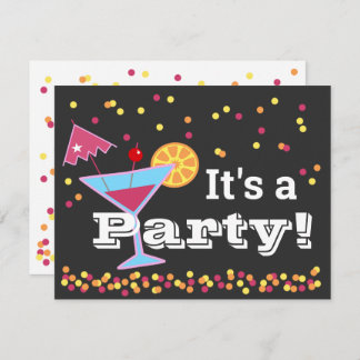 Fun Martini Umbrella Confetti Geburtstag Einladung