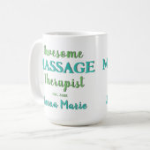Fun Massage Therapeut Aquamarin Text Art Kaffeetasse (Vorderseite Links)