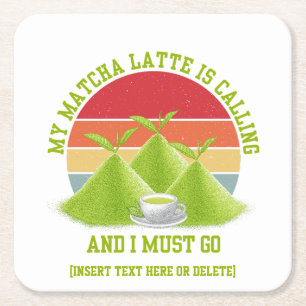 Fun MATCHA Berge rufen Latte Drinker Rechteckiger Pappuntersetzer
