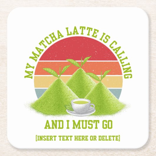 Fun MATCHA Berge rufen Latte Drinker Rechteckiger Pappuntersetzer (Vorderseite)