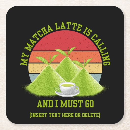 Fun MATCHA Berge rufen Latte Drinker Rechteckiger Pappuntersetzer (Vorderseite)
