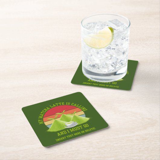 Fun MATCHA Berge rufen Latte Drinker Rechteckiger Pappuntersetzer (Vor Ort)