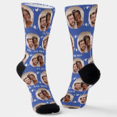Fun Medium Blue Newlyweds Foto Muster Socken (Gewinkelt)