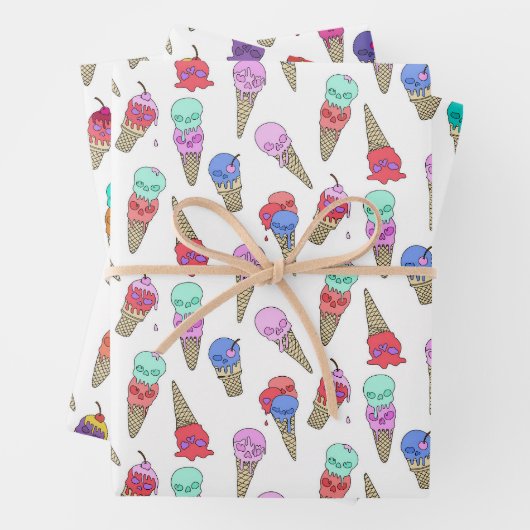 Fun Melty Summer Goth Skull Ice Creme auf weiß Geschenkpapier Set (Beispiel)