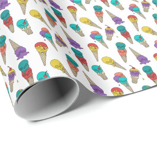 Fun Melty Summer Goth Skull Ice Creme Juwel weiß Geschenkpapier (Rolleneckpunkt)