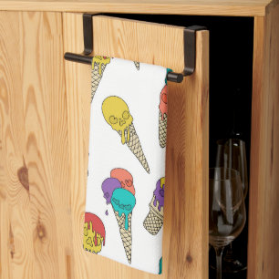 Fun Melty Summer Goth Skull Ice Creme Juwel weiß Geschirrtuch