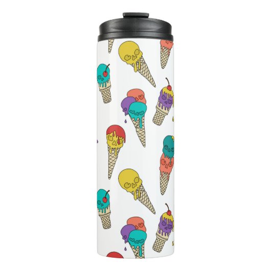 Fun Melty Summer Goth Skull Ice Creme Juwel weiß Thermosbecher (Vorderseite)