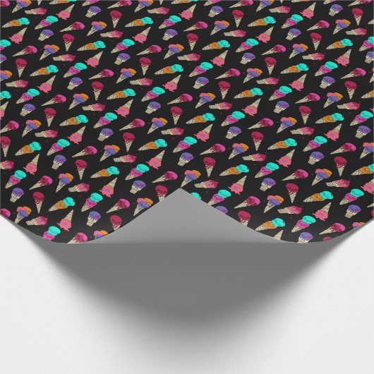 Fun Melty Summer Goth Skull Ice Creme komisch schw Geschenkpapier (Ecke)
