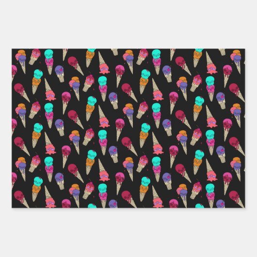 Fun Melty Summer Goth Skull Ice Creme komisch schw Geschenkpapier Set (Vorderseite)