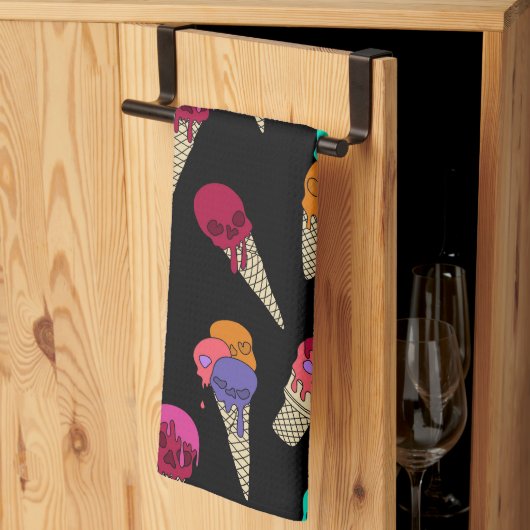 Fun Melty Summer Goth Skull Ice Creme komisch schw Geschirrtuch (Drittel gefaltet)