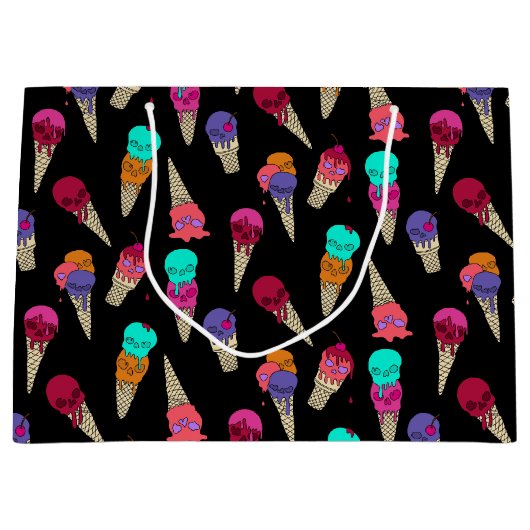 Fun Melty Summer Goth Skull Ice Creme komisch schw Große Geschenktüte (Vorderseite)