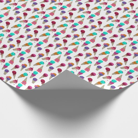 Fun Melty Summer Goth Skull Ice Creme komisch weiß Geschenkpapier (Ecke)