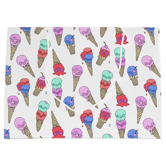 Fun Melty Summer Goth Skull Ice Creme Pastellweiß Große Geschenktüte (Vorderseite)