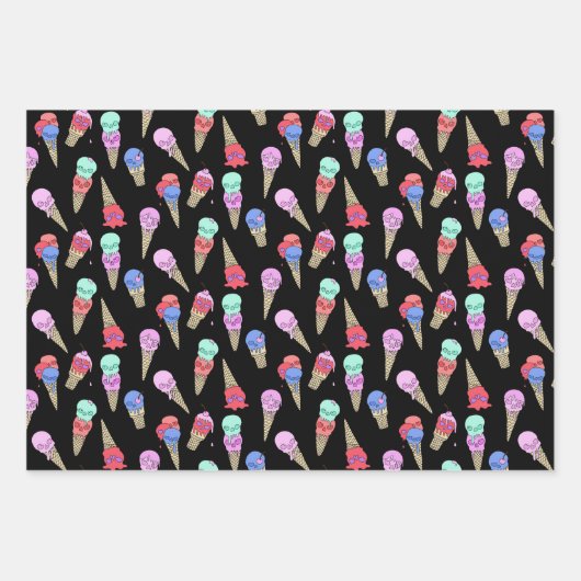 Fun Melty Summer Goth Skull Ice Pastellschwarz Geschenkpapier Set (Vorderseite 2)