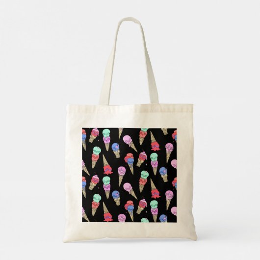 Fun Melty Summer Goth Skull Ice Pastellschwarz Tragetasche (Rückseite)