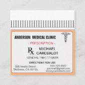Fun Memable Prescription Medical Business Card Quadratische Visitenkarte (Vorderseite)