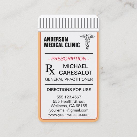 Fun Memable Prescription Medical Business Card Visitenkarte (Vorderseite)