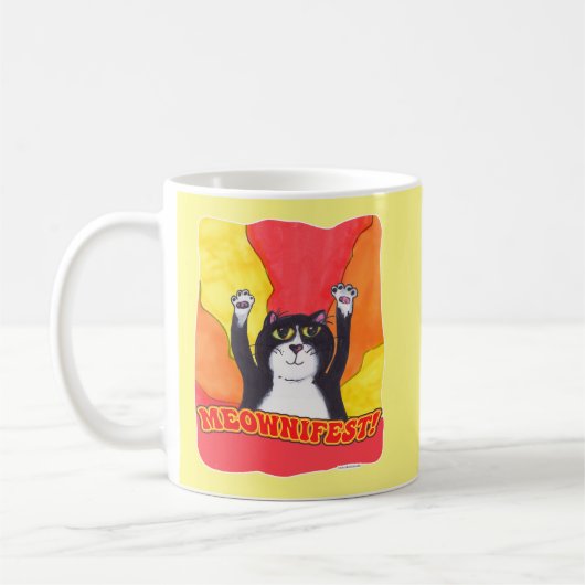 Fun Meownifest Epic Cat Lob Erklärung Kaffeetasse (Links)