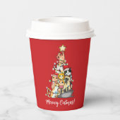 Fun Meowy Catmas Katzen Weihnachtsbaum Custom Pappbecher (Rückseite)