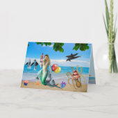 Fun Mermaid auf der Beach Birthday Card Karte (Vorderseite)