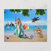 Fun Mermaid auf der Beach Birthday PostCard Postkarte (Vorderseite)