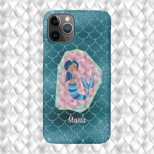 Fun Mermaid in Deep Aqua in einer rosa Muschel Case-Mate iPhone Hülle