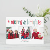 Fun Merry & Bright Rot/Grüne Typografie (Stehend Vorderseite)