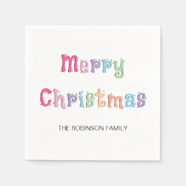 Fun Merry Christmas Multicolor Paper Napkins Serviette