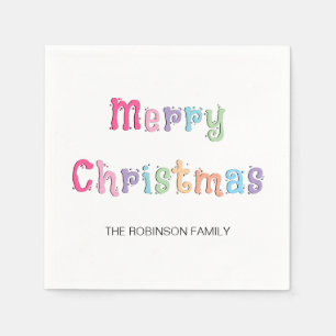 Fun Merry Christmas Multicolor Paper Napkins Serviette
