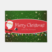 Fun Merry Christmas Santa Last Name Red and Green Fußmatte (Vorderseite)