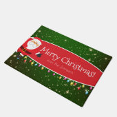 Fun Merry Christmas Santa Last Name Red and Green Fußmatte (Schrägansicht)