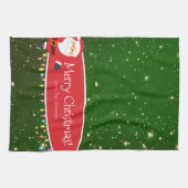 Fun Merry Christmas Santa Last Name Red and Green Geschirrtuch (Horizontal)