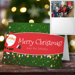 Fun Merry Christmas Santa Last Name Red and Green Karte