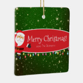 Fun Merry Christmas Santa Last Name Red and Green Keramikornament (Rechts)