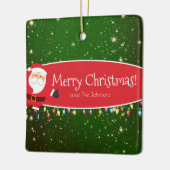 Fun Merry Christmas Santa Last Name Red and Green Keramikornament (Links)